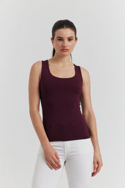 DEBARDEUR SOYEUX DOUBLE ANORA BORDEAUX